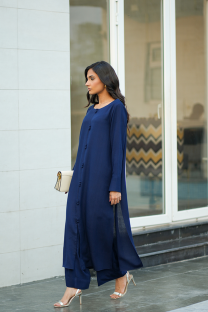Navy Blue Karandi Coord