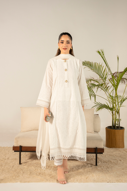 Ivory Chikankari Kurta Set