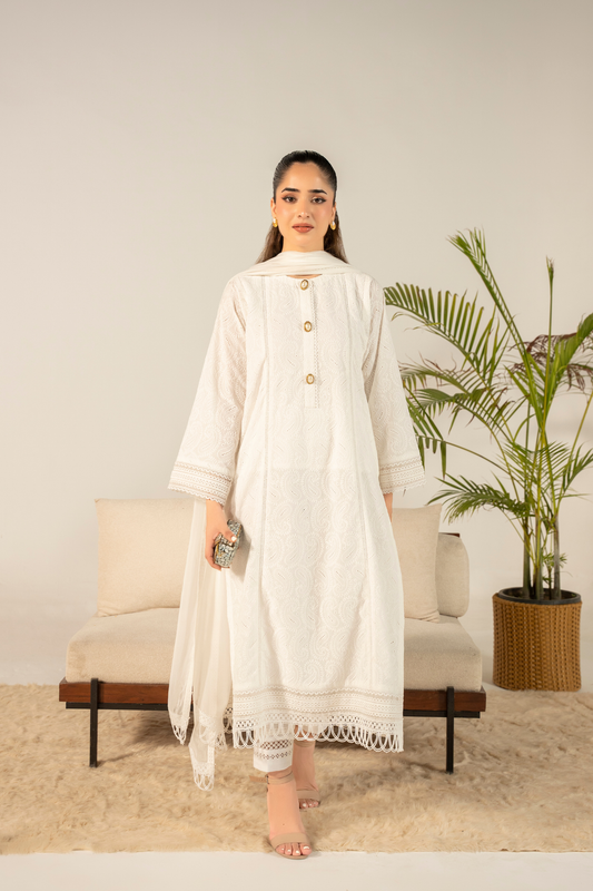 Ivory Chikankari Kurta Set