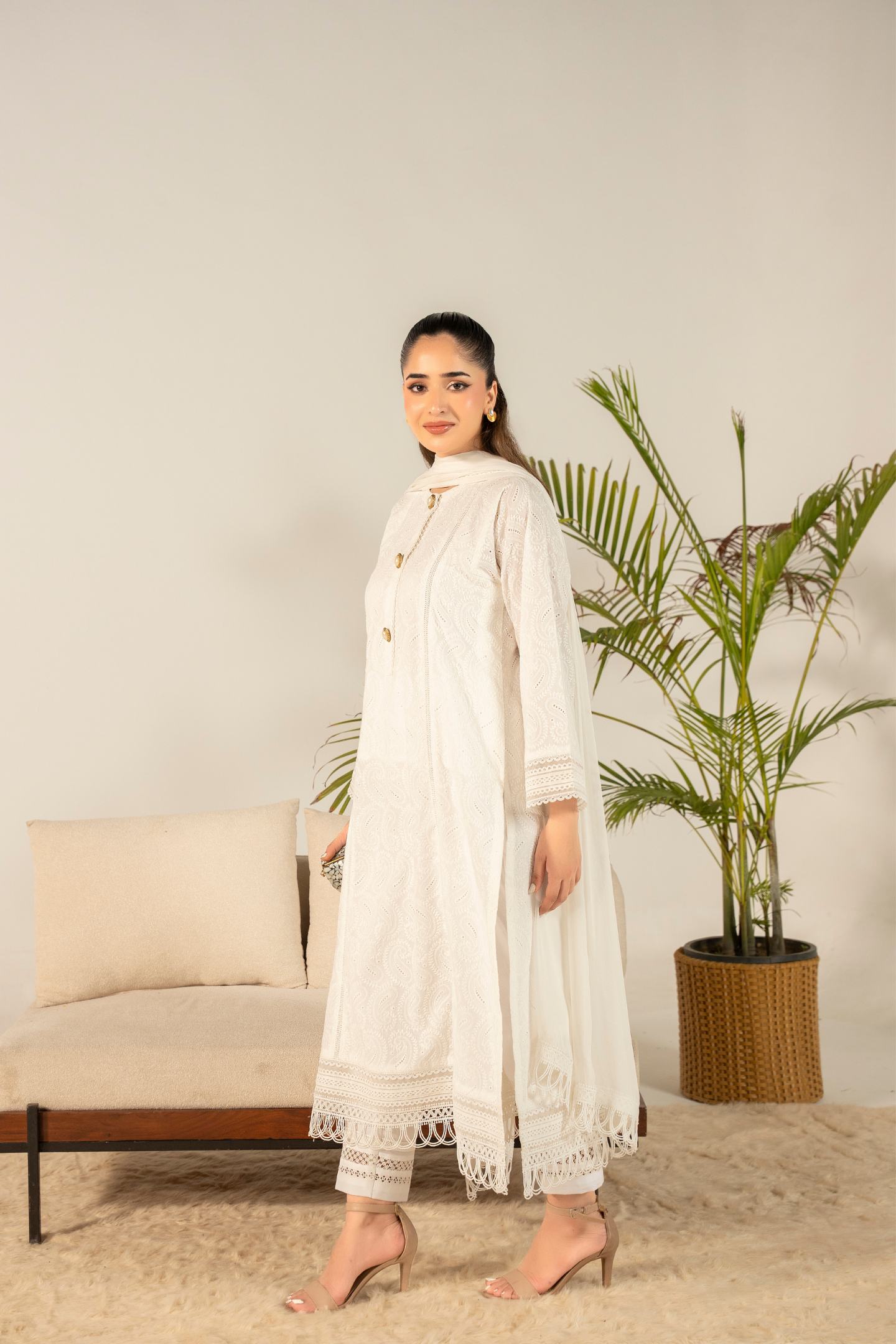 Ivory Chikankari Kurta Set
