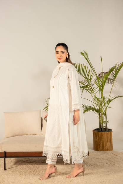 Ivory Chikankari Kurta Set