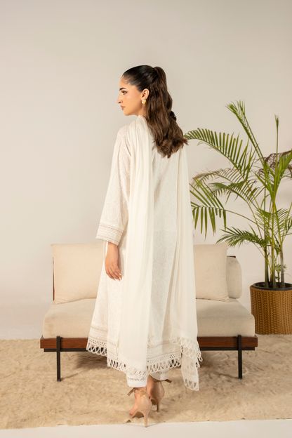 Ivory Chikankari Kurta Set