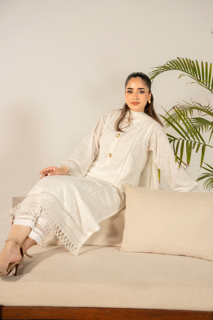 Ivory Chikankari Kurta Set