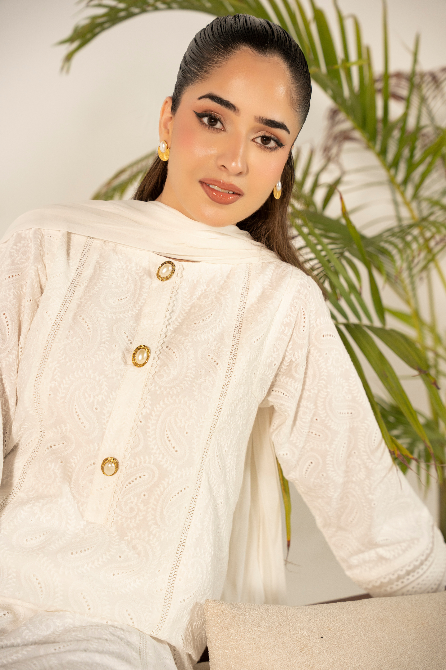 Ivory Chikankari Kurta Set