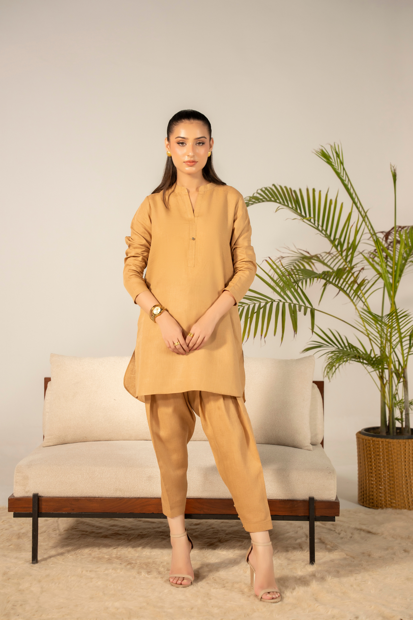 Camel Kurta Shalwar Co-ord