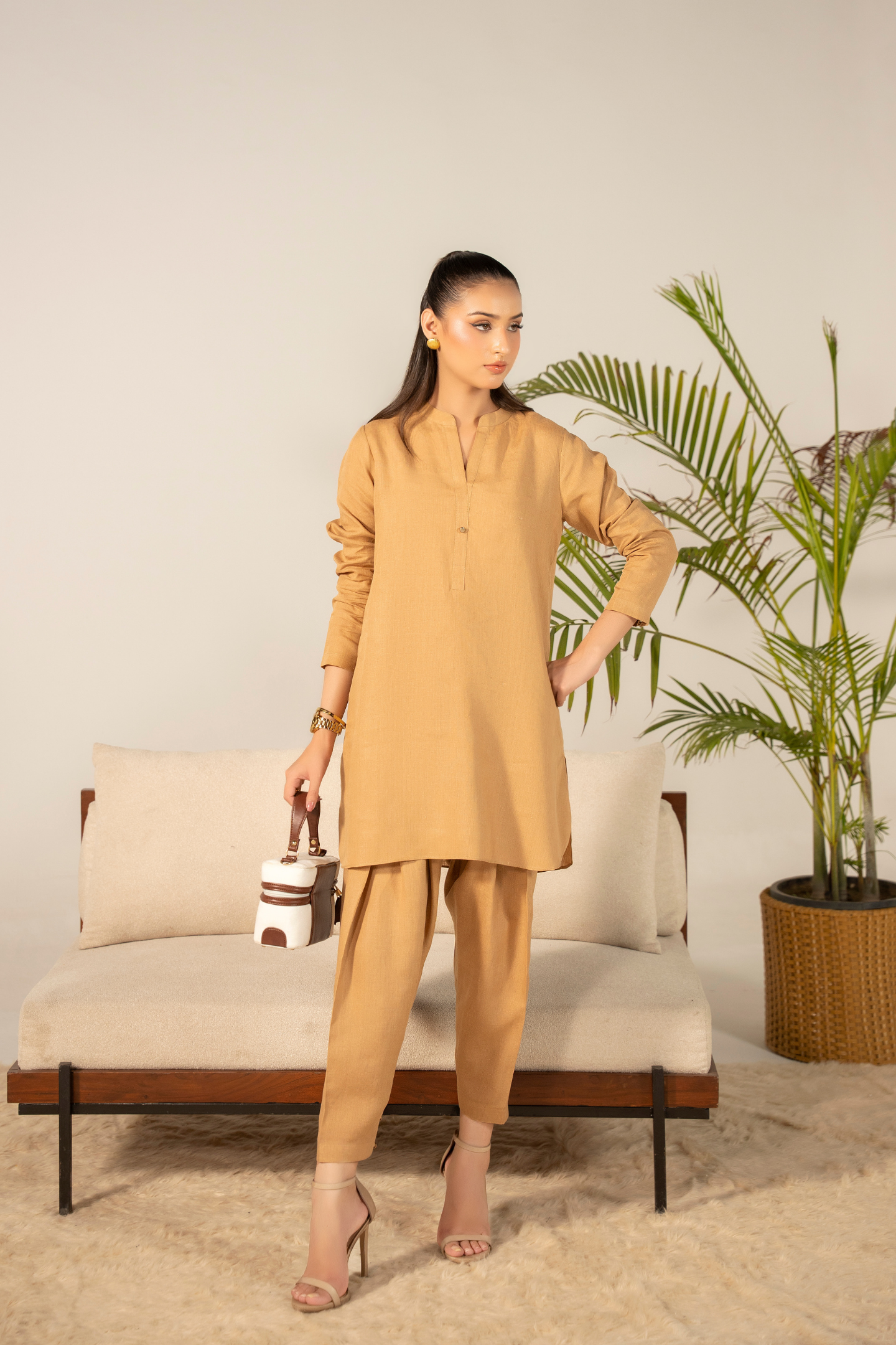 Camel Kurta Shalwar Co-ord