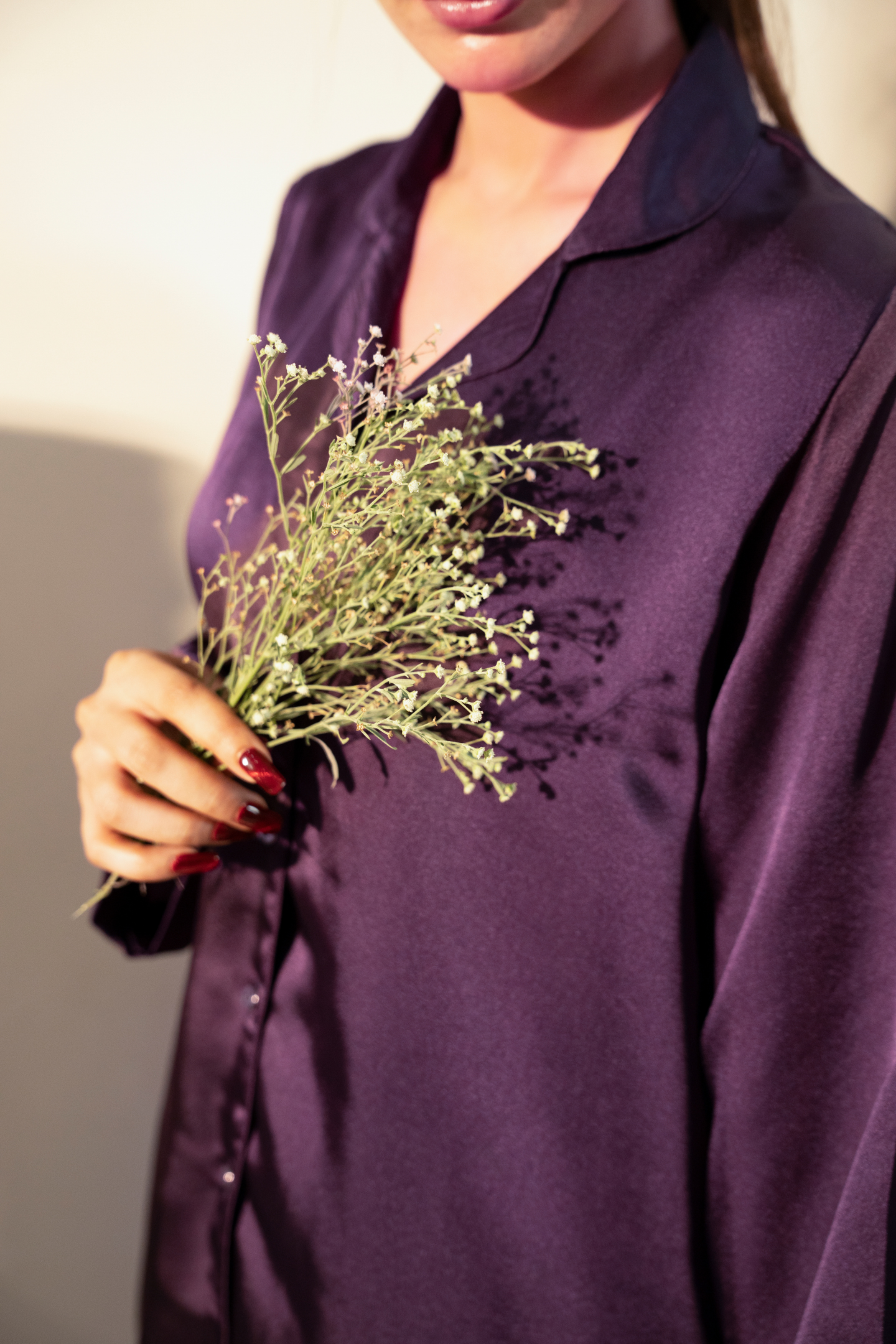 Plum Silk PJ Set - Loungewear