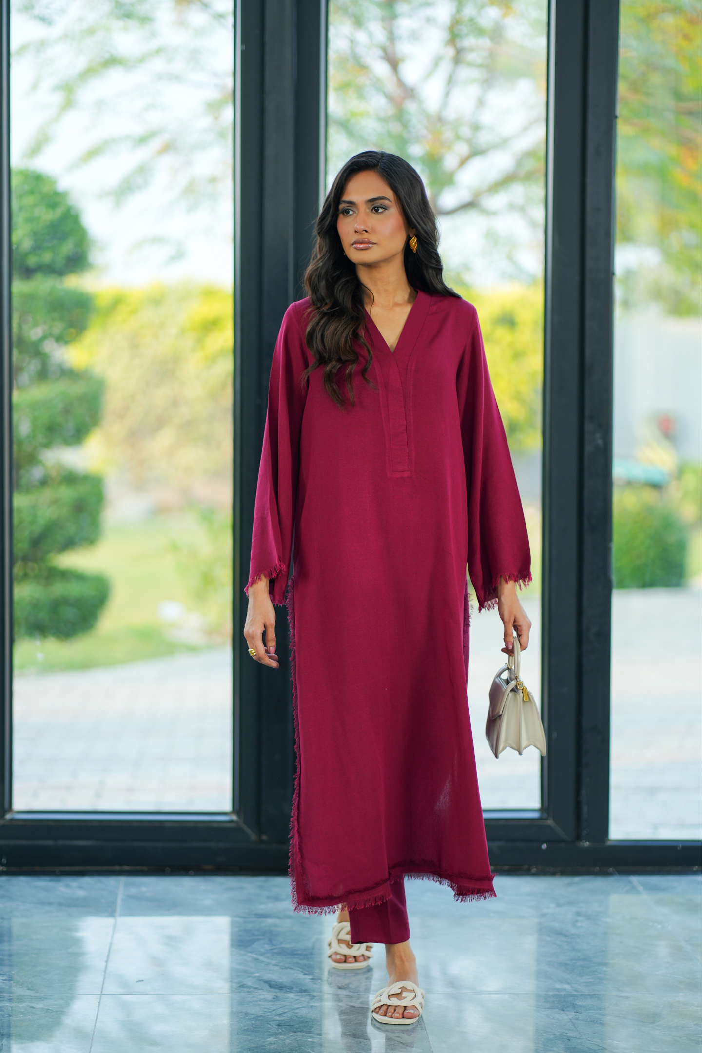 Maroon Karandi Coord