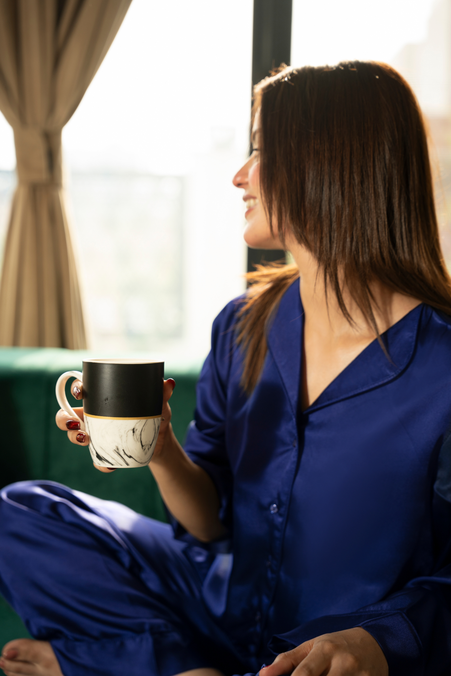 Midnight Blue Silk PJ Set - Loungewear