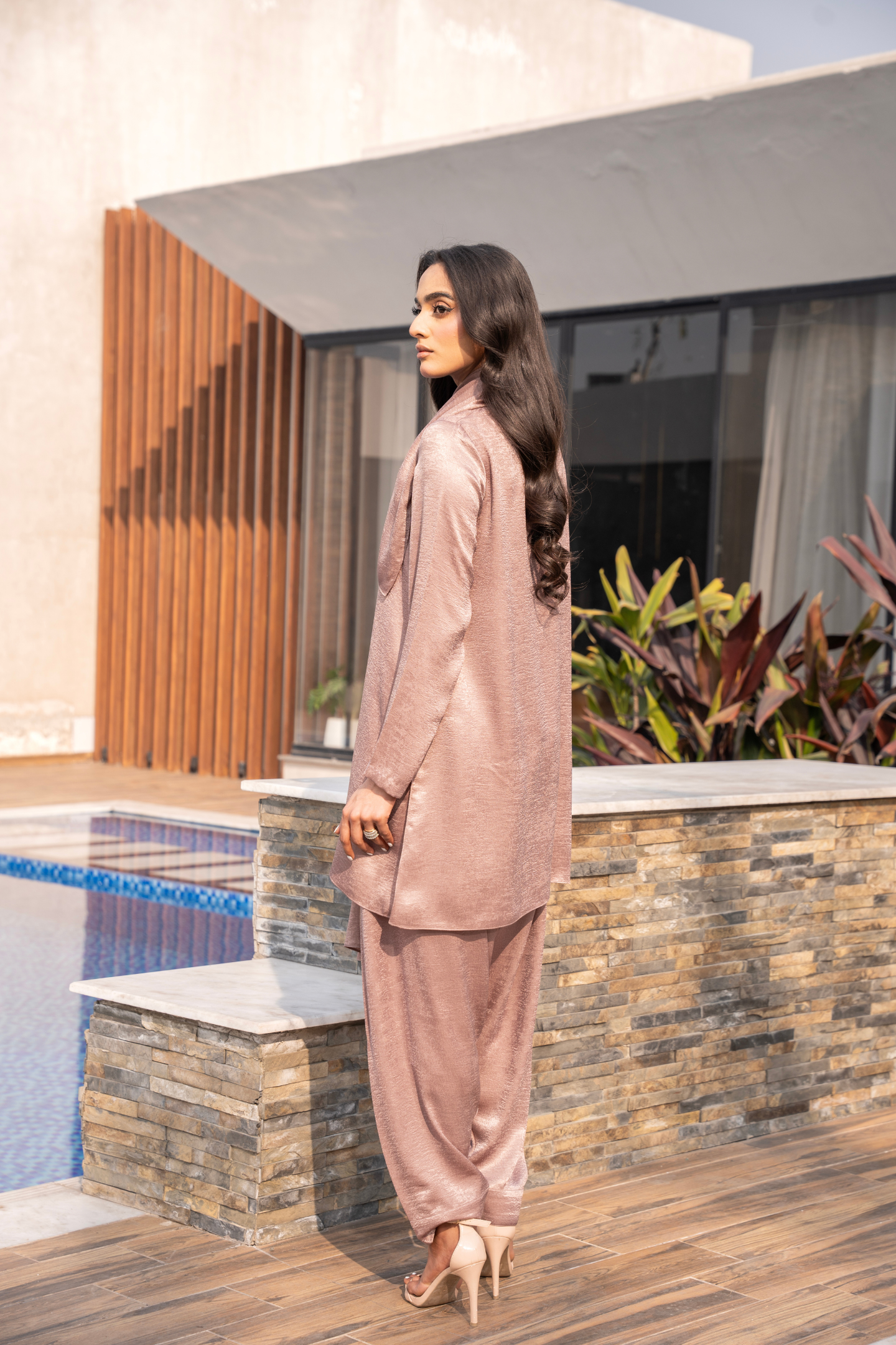 Velvet Silk Drape Coord Set