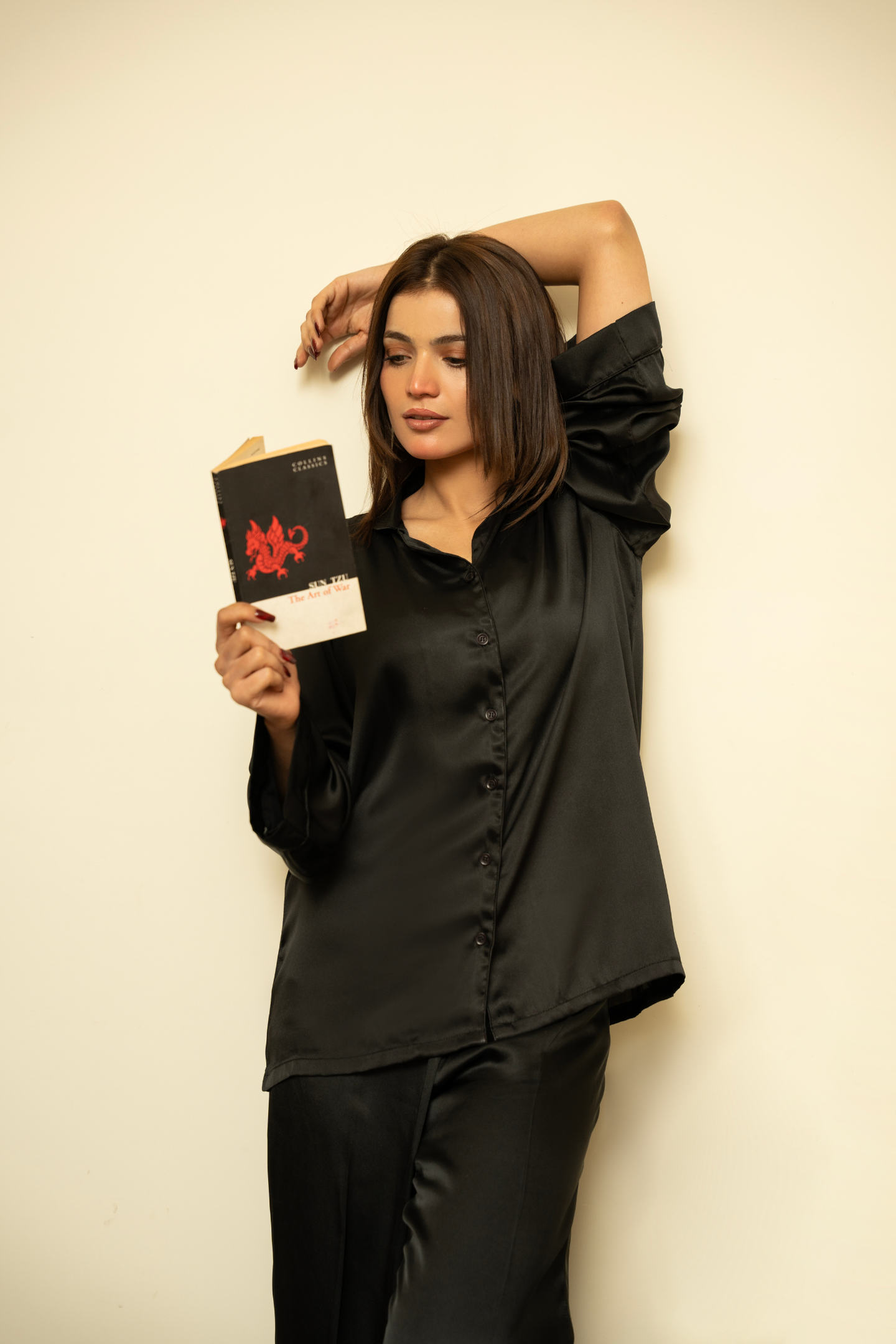 Solid Black Silk PJ Set - Loungewear