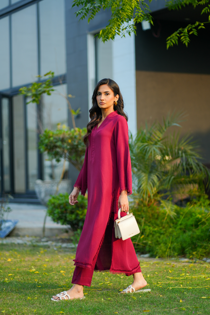 Maroon Karandi Coord