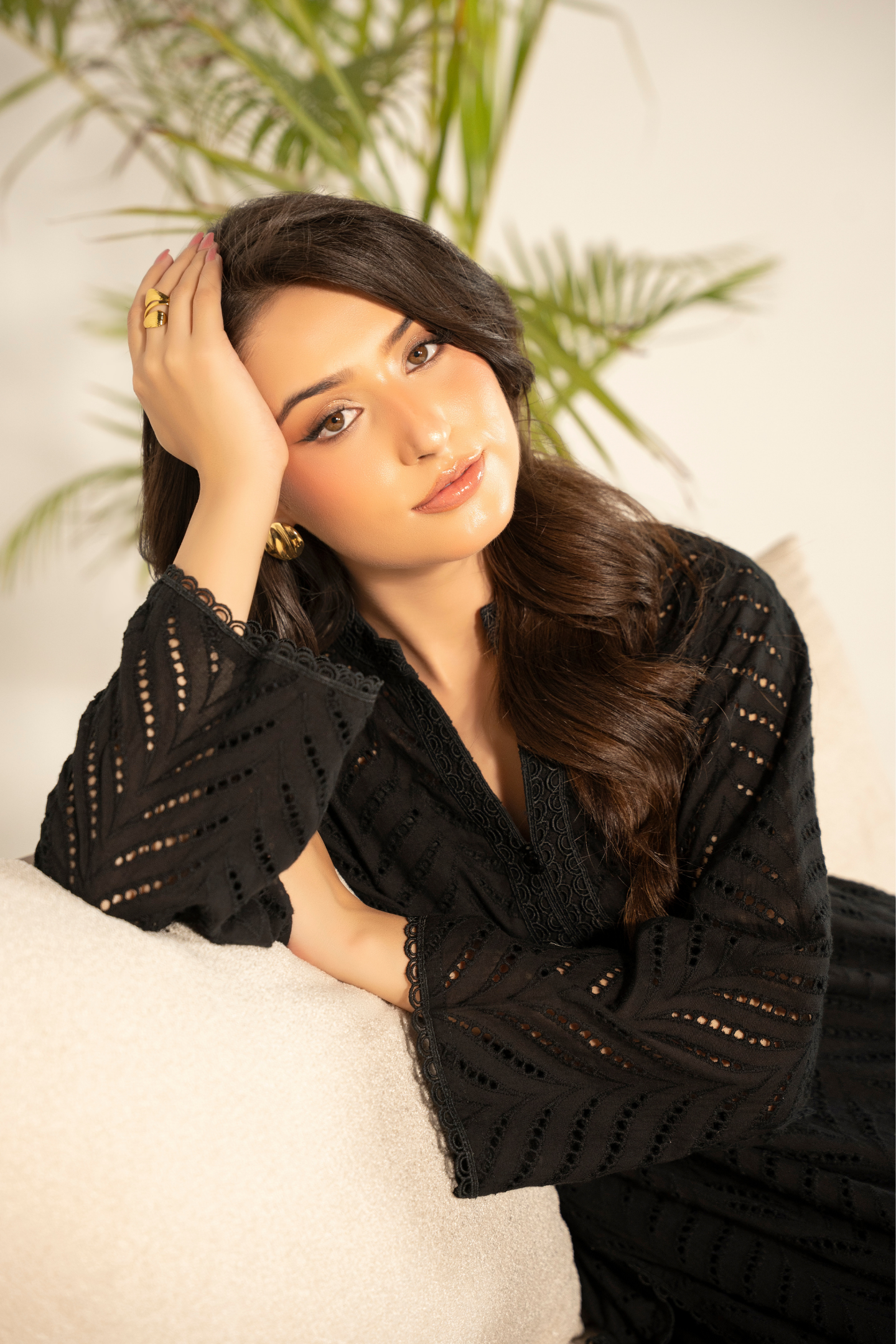 Black Chevron Chikankari Kurta Set
