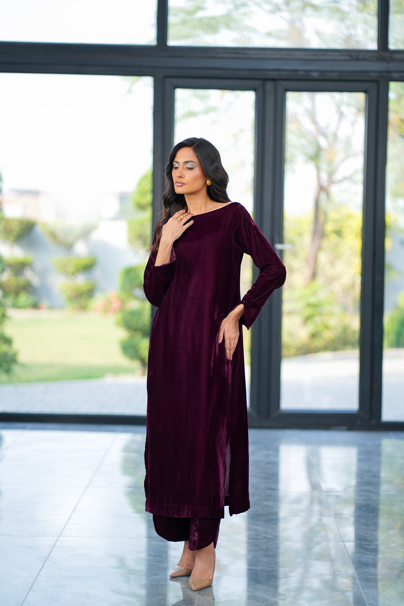 Plum Velvet Coord Set