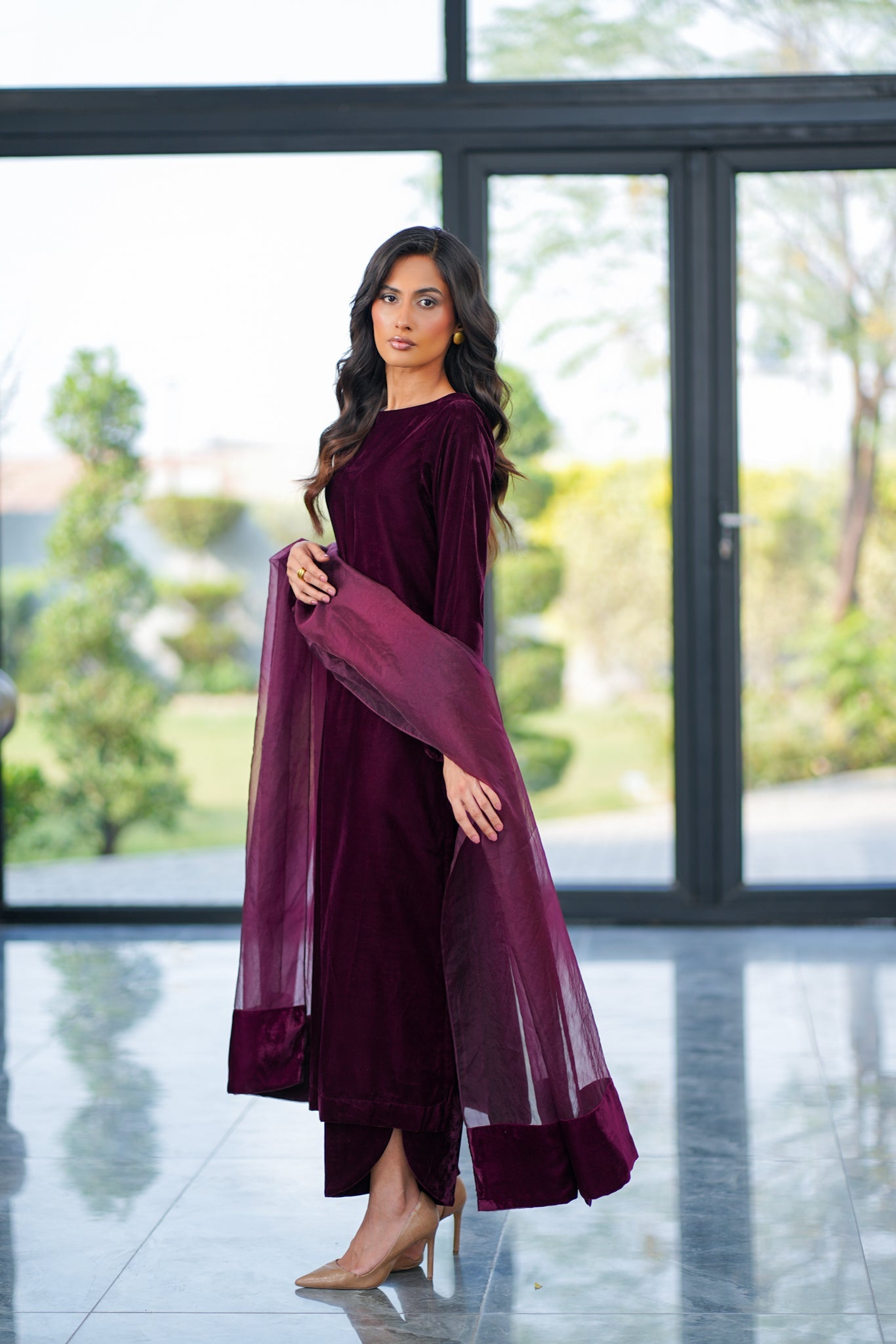 Plum Velvet Coord Set