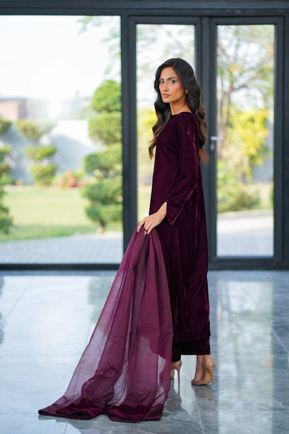 Plum Velvet Coord Set