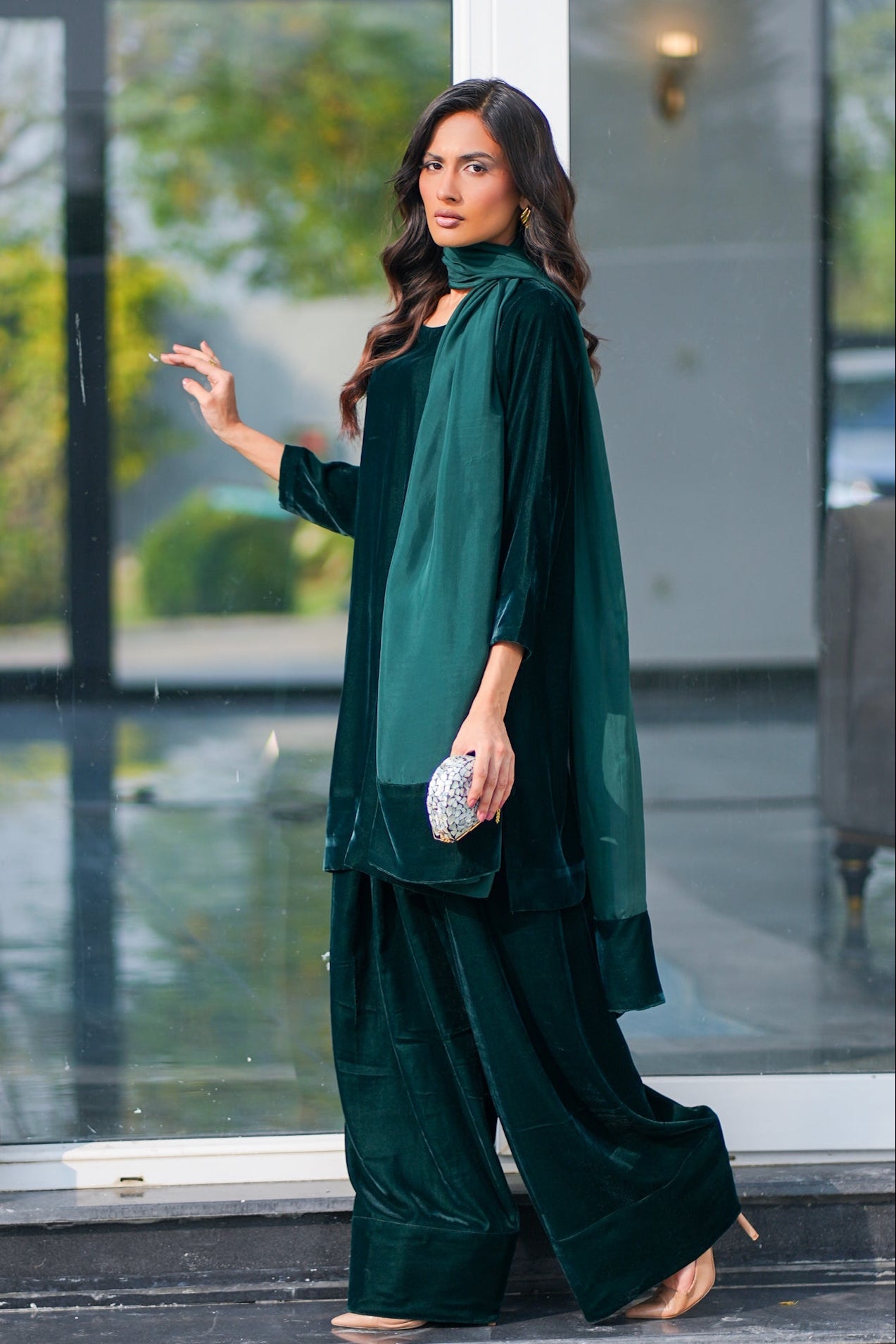 Bottle Green Farshi Shalwar Set