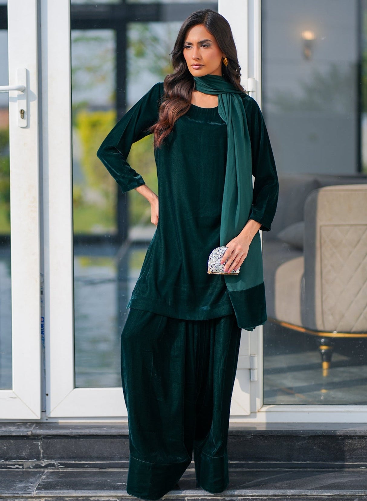Bottle Green Farshi Shalwar Set
