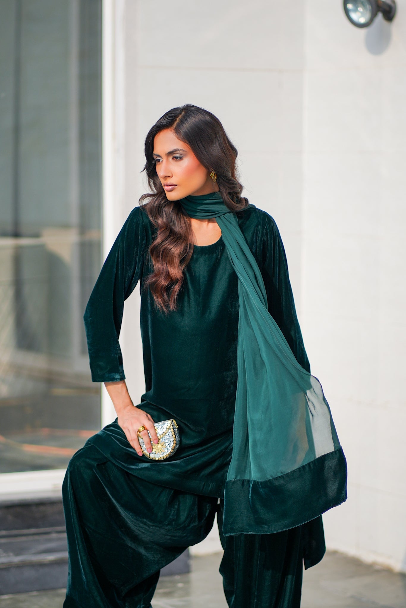 Bottle Green Farshi Shalwar Set