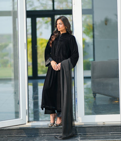 Black Velvet Kurta Set