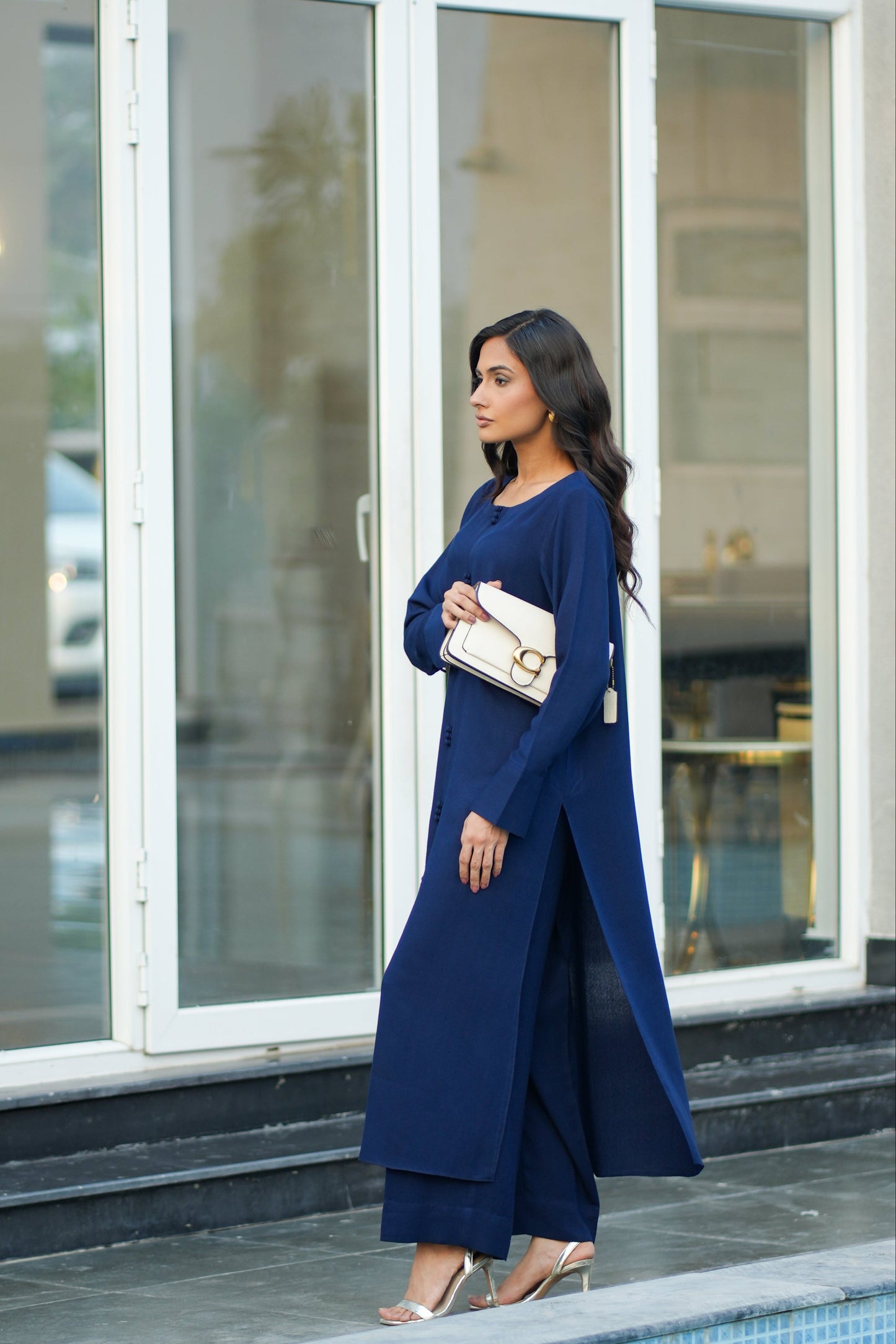 Navy Blue Karandi Coord